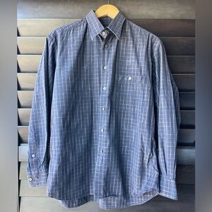 Ike Behar Men’s Brown Stripe Long Sleeve Button Down 100% Cotton Front Pocket